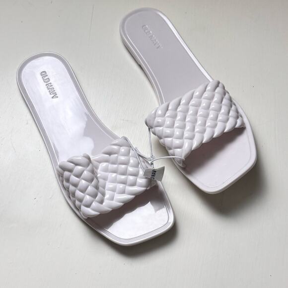 Old Navy Women’s Quilted Jelly Slide Sandals Calla Lily NWT Sz 9 - Picture 1 of 6
